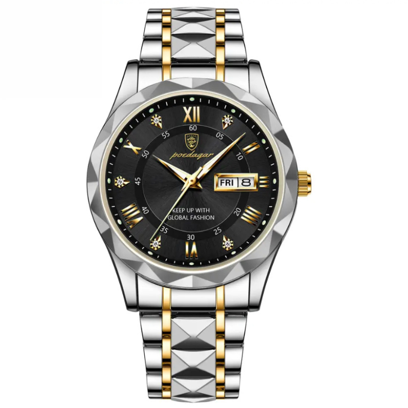 Orologio POEDAGAR Luminosa in Acciaio 40mm - Resistente all'Acqua | Acciaio trasferito