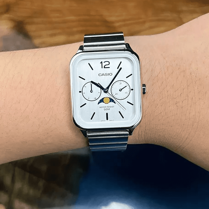 C A S I O Orologio Lunare 36 mm - Resistente all'acqua | Acciaio Inossidabile