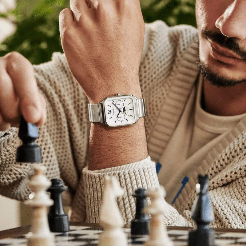 C A S I O Orologio Lunare 36 mm - Resistente all'acqua | Acciaio Inossidabile