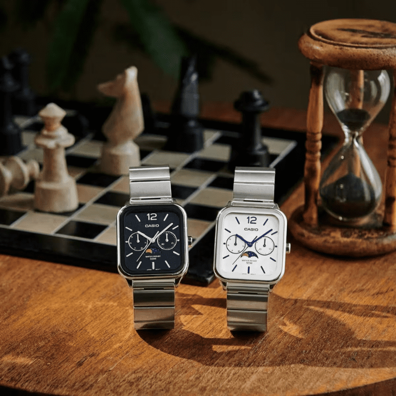 C A S I O Orologio Lunare 36 mm - Resistente all'acqua | Acciaio Inossidabile